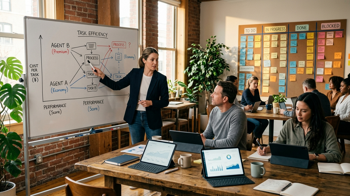 Operator mapping AI agent workflows and costs on a collaborative workspace