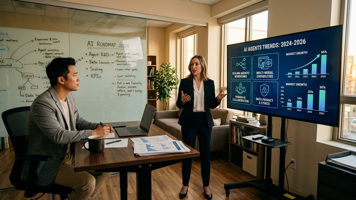 Operators reviewing agent traces, test cases, and workflow scorecards across a hands-on studio operations table