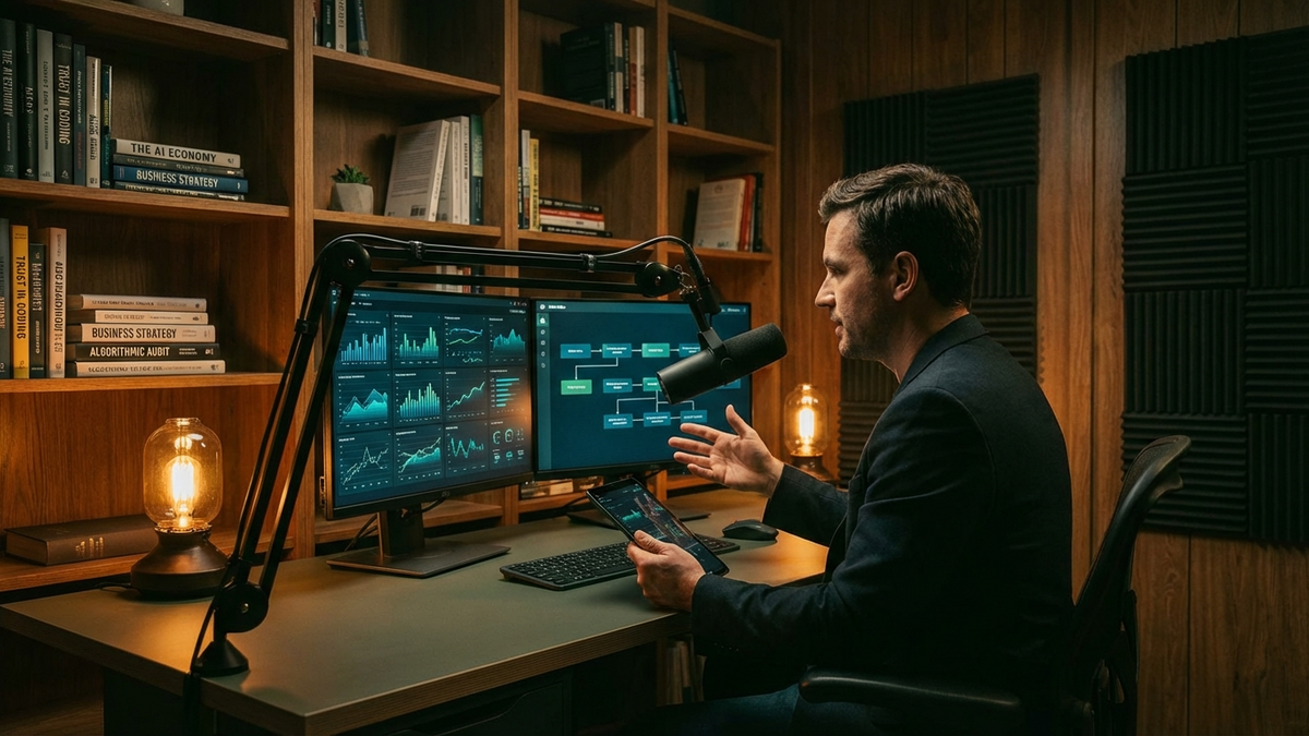 Developer workspace with dual monitors displaying code verification workflows
