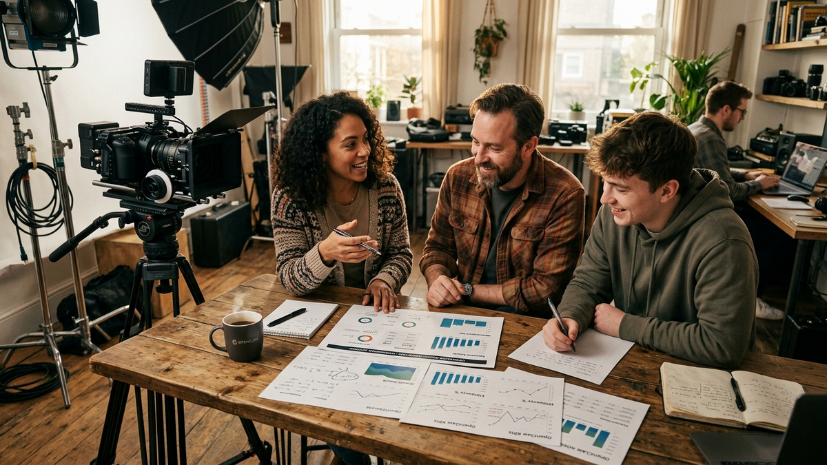 Small business team collaborating on AI agent workflow implementation