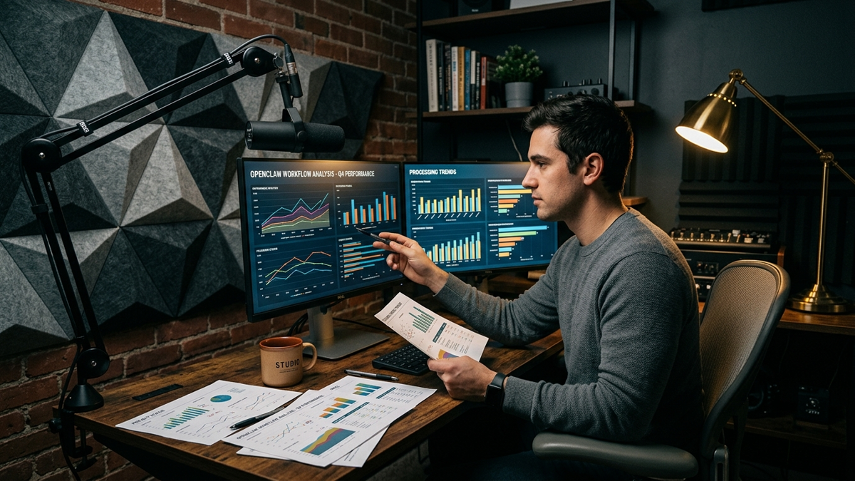 Operator workspace with dashboards, content tools, and automation planning notes