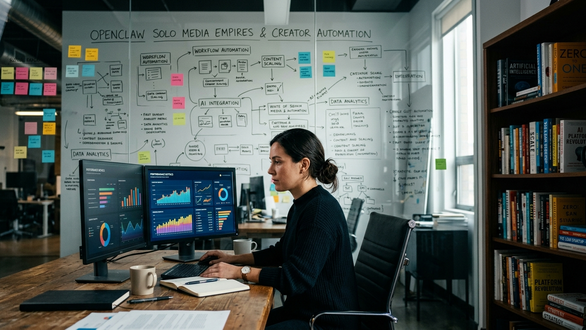 Creator reviewing strategy boards and performance analytics