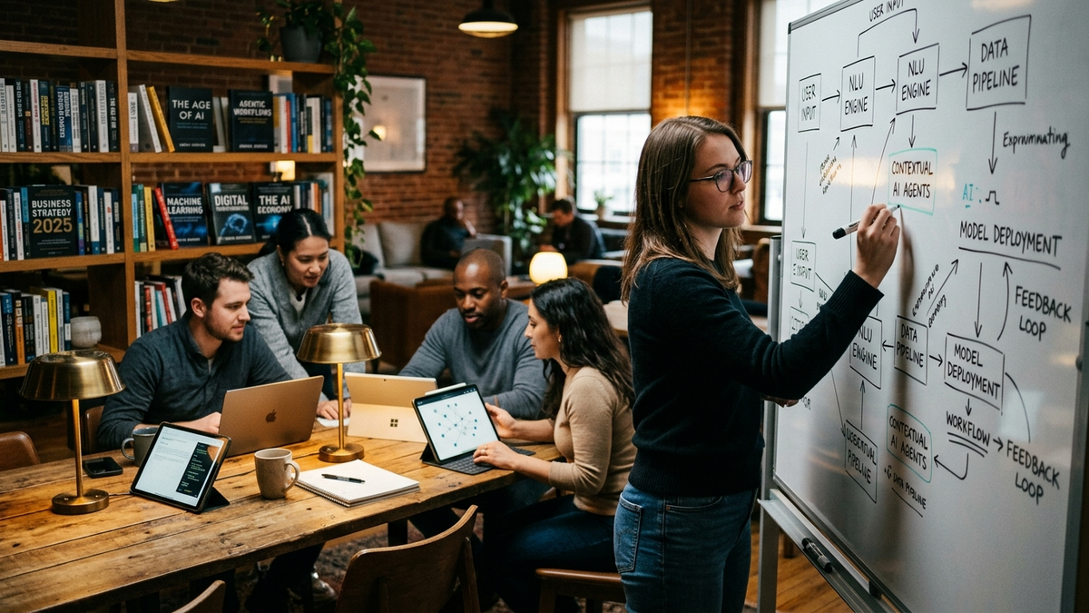 A small team operator workspace showing resumable AI agent runs, approval steps, and shared tool connectors across multiple desks