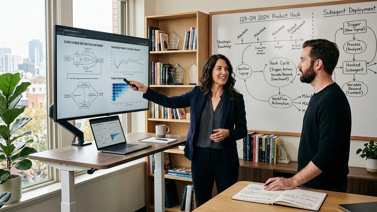 Small business operators coordinating specialized AI workers, review checkpoints, and automation hooks across a shared workspace