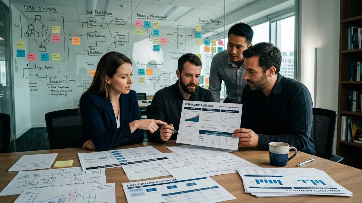 Parallel operator workflow with scheduled agents, dashboards, and approval checkpoints